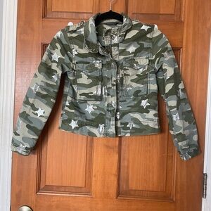 GAP Kids Green Camouflage Jacket with Star Accents